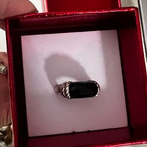 Judith  Ripka Silver  925  with  onyx like stone  Ring size 7.5